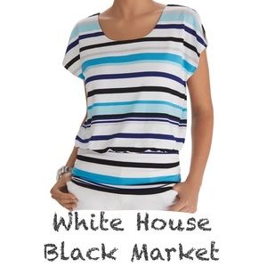 WHBM Striped Blouson Top